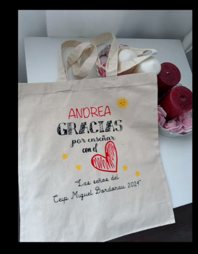 Tote Bag Beig Corazón